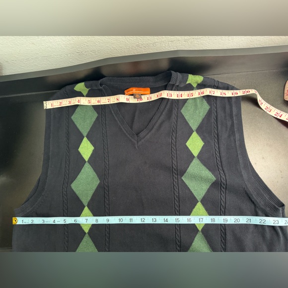 SETTE PONTI Mens Sweater Vest Knit XXL Big&Tall Navy Argyle Cable Pullover - Picture 12 of 13